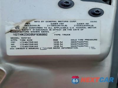 Zdjęcie 12 z 12 samochodu: 2005 GMC SIERRA K2500 HEAVY DUTY VIN:1GTHK23G05F936092 - miniatura