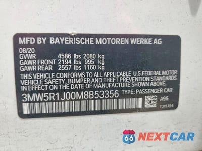 Zdjęcie 12 z 12 samochodu: 2021 BMW 330I VIN:3MW5R1J00M8B53356 - miniatura