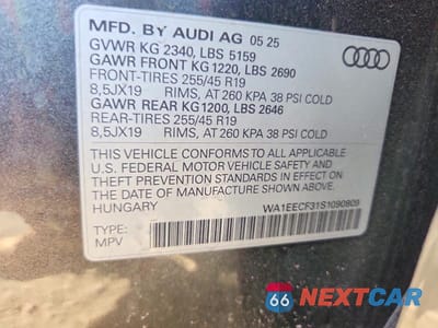 Zdjęcie 14 z 14 samochodu: 2025 AUDI Q3 PREMIUM PLUS S LINE 45 VIN:WA1EECF31S1090809 - miniatura