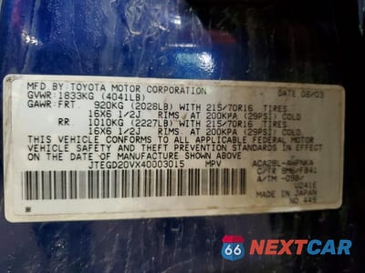 Zdjęcie 13 z 13 samochodu: 2004 TOYOTA RAV4 BASE VIN:JTEGD20VX40003015 - miniatura
