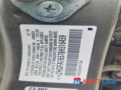 Zdjęcie 13 z 13 samochodu: 2008 HONDA CIVIC LX VIN:2HGFA16578H516459 - miniatura