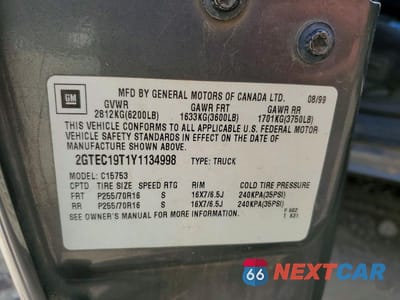 Zdjęcie 12 z 12 samochodu: 2000 GMC NEW SIERRA C1500 VIN:2GTEC19T1Y1134998 - miniatura