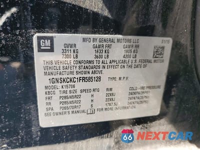 Zdjęcie 13 z 13 samochodu: 2015 CHEVROLET TAHOE K1500 LTZ VIN:1GNSKCKC1FR585128 - miniatura