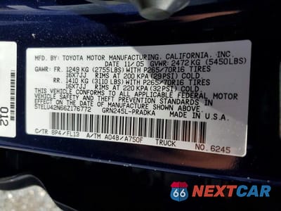 Zdjęcie 12 z 12 samochodu: 2006 TOYOTA TACOMA DOUBLE CAB VIN:5TELU42N66Z176772 - miniatura