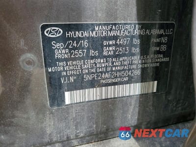 Zdjęcie 12 z 12 samochodu: 2017 HYUNDAI SONATA SE VIN:5NPE24AF2HH504266 - miniatura