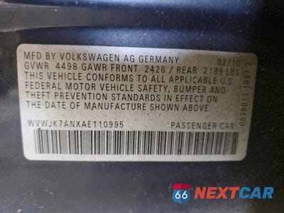 Zdjęcie 12 z 12 samochodu: 2010 VOLKSWAGEN PASSAT KOMFORT VIN:WVWJK7ANXAE110995 - miniatura