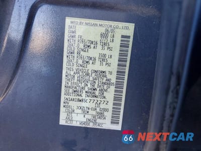 Zdjęcie 13 z 13 samochodu: 2005 NISSAN PATHFINDER XE VIN:5N1AR18W85C772272 - miniatura