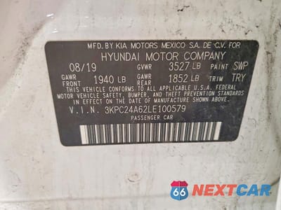 Zdjęcie 12 z 12 samochodu: 2020 HYUNDAI ACCENT SE VIN:3KPC24A62LE100579 - miniatura