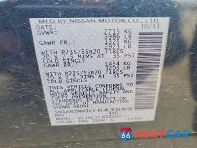 Zdjęcie 14 z 14 samochodu: 2014 NISSAN PATHFINDER PLATINUM VIN:5N1AR2MN3EC643889 - miniatura