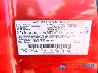 Zdjęcie 13 z 13 samochodu: 2004 FORD F150 VIN:1FTPX12554NC58743 - miniatura