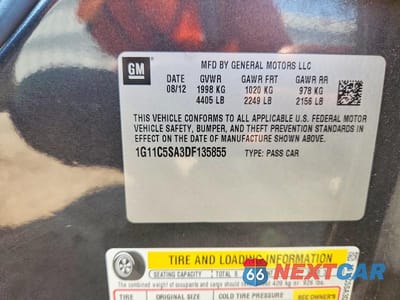 Zdjęcie 12 z 12 samochodu: 2013 CHEVROLET MALIBU 1LT VIN:1G11C5SA3DF135855 - miniatura
