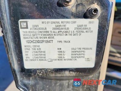 Zdjęcie 12 z 12 samochodu: 2002 CHEVROLET SILVERADO C2500 HEAVY DUTY VIN:1GCHC23G02F106477 - miniatura