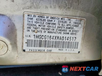 Zdjęcie 12 z 12 samochodu: 1998 HONDA ACCORD LX VIN:1HGCG164XWA014517 - miniatura