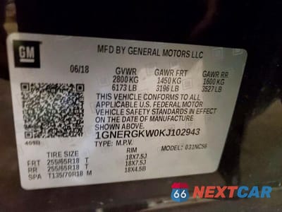 Zdjęcie 14 z 14 samochodu: 2019 CHEVROLET TRAVERSE LT VIN:1GNERGKW0KJ102943 - miniatura