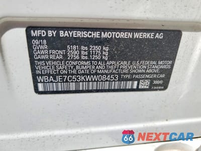 Zdjęcie 12 z 12 samochodu: 2019 BMW 540 XI VIN:WBAJE7C53KWW08453 - miniatura