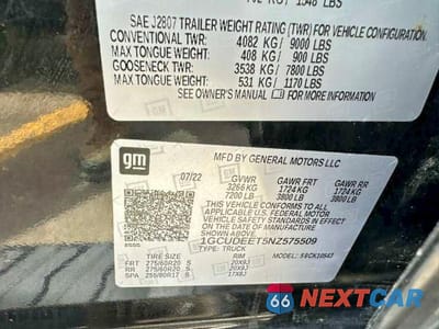 Zdjęcie 10 z 10 samochodu: 2022 CHEVROLET SILVERADO K1500 RST VIN:1GCUDEET5NZ575509 - miniatura