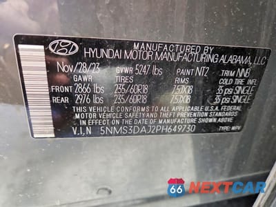 Zdjęcie 13 z 13 samochodu: 2023 HYUNDAI SANTA FE SEL PREMIUM VIN:5NMS3DAJ2PH649730 - miniatura
