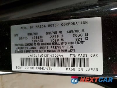 Zdjęcie 12 z 12 samochodu: 2016 MAZDA 6 GRAND TOURING VIN:JM1GJ1W5XG1450344 - miniatura