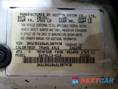 Zdjęcie 13 z 13 samochodu: 2002 NISSAN SENTRA XE VIN:3N1CB51D62L587478 - miniatura