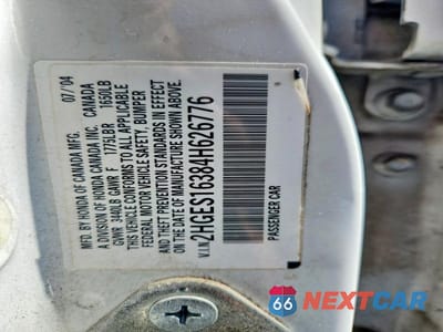 Zdjęcie 12 z 12 samochodu: 2004 HONDA CIVIC DX VP VIN:2HGES16384H626776 - miniatura