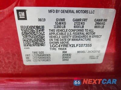 Zdjęcie 12 z 12 samochodu: 2020 CHEVROLET SILVERADO K2500 HIGH COUNTRY VIN:1GC4YREY2LF107355 - miniatura