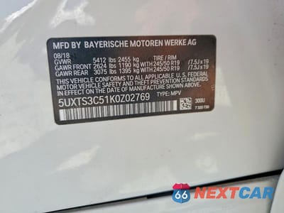 Zdjęcie 13 z 13 samochodu: 2019 BMW X3 XDRIVEM40I VIN:5UXTS3C51K0Z02769 - miniatura