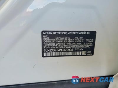 Zdjęcie 13 z 13 samochodu: 2022 BMW X3 XDRIVE30I VIN:5UX53DP04N9J20928 - miniatura