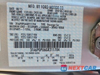 Zdjęcie 13 z 13 samochodu: 2016 FORD FUSION SE PHEV VIN:3FA6P0PU6GR211704 - miniatura