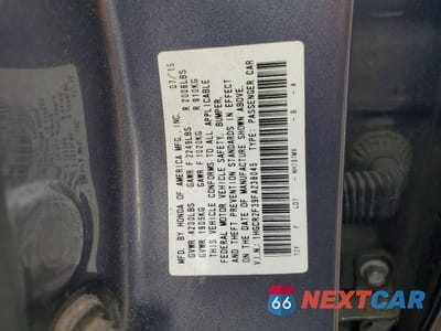 Zdjęcie 12 z 12 samochodu: 2015 HONDA ACCORD LX VIN:1HGCR2F39FA238045 - miniatura
