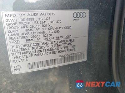 Zdjęcie 13 z 13 samochodu: 2015 AUDI Q7 PRESTIGE VIN:WA1DGAFE2FD029002 - miniatura