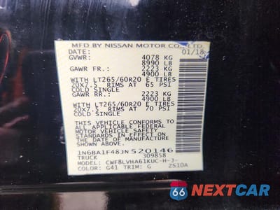 Zdjęcie 12 z 12 samochodu: 2018 NISSAN TITAN XD SL VIN:1N6BA1F48JN520146 - miniatura