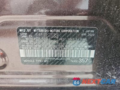 Zdjęcie 14 z 14 samochodu: 2020 MITSUBISHI OUTLANDER SPORT ES VIN:JA4AP3AU6LU031246 - miniatura