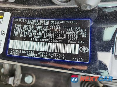 Zdjęcie 12 z 12 samochodu: 2022 TOYOTA CAMRY SE NIGHTSHADE VIN:4T1G11BK0NU066639 - miniatura