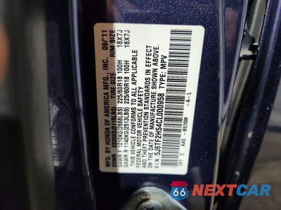 Zdjęcie 13 z 13 samochodu: 2012 HONDA CROSSTOUR EXL VIN:5J6TF2H54CL000958 - miniatura