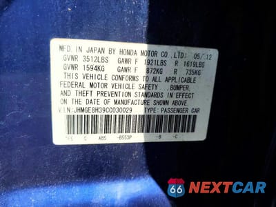 Zdjęcie 13 z 13 samochodu: 2012 HONDA FIT VIN:JHMGE8H39CC030029 - miniatura