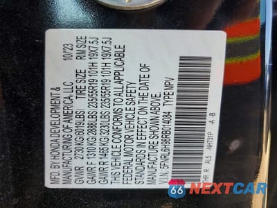 Zdjęcie 12 z 12 samochodu: 2024 HONDA ODYSSEY ELITE VIN:5FNRL6H98RB014084 - miniatura