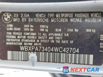 Zdjęcie 13 z 13 samochodu: 2004 BMW X3 2.5I VIN:WBXPA73404WC42704 - miniatura