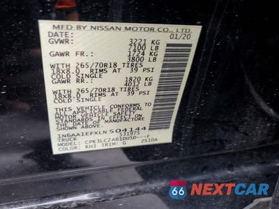 Zdjęcie 12 z 12 samochodu: 2020 NISSAN TITAN SV 5.6L VIN:1N6AA1EFXLN504144 - miniatura
