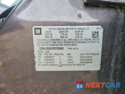Zdjęcie 13 z 13 samochodu: 2015 CHEVROLET EQUINOX LT VIN:2GNALBEK2F6139846 - miniatura