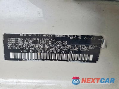 Zdjęcie 12 z 12 samochodu: 2008 SUBARU IMPREZA 2.5I VIN:JF1GE61688H526126 - miniatura