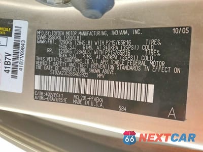 Zdjęcie 13 z 13 samochodu: 2006 TOYOTA SIENNA LE 7 PASSENGER VIN:5TDZA23C26S409922 - miniatura