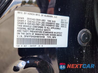 Zdjęcie 13 z 13 samochodu: 2017 HONDA PILOT EXL VIN:5FNYF5H53HB010159 - miniatura