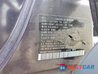 Zdjęcie 14 z 14 samochodu: 2016 VOLKSWAGEN TIGUAN S VIN:WVGBV7AX5GW592805 - miniatura
