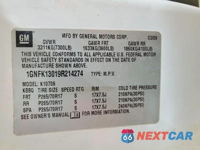 Zdjęcie 13 z 13 samochodu: 2009 CHEVROLET TAHOE K1500 LS VIN:1GNFK13019R214274 - miniatura