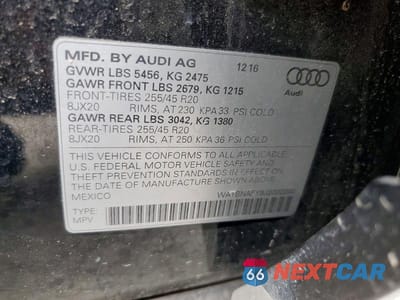 Zdjęcie 13 z 13 samochodu: 2018 AUDI Q5 VIN:WA1BNAFY9J2002200 - miniatura