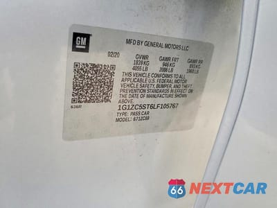 Zdjęcie 12 z 12 samochodu: 2020 CHEVROLET MALIBU LS VIN:1G1ZC5ST6LF105767 - miniatura