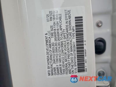 Zdjęcie 14 z 14 samochodu: 2026 HONDA PASSPORT RTL VIN:5FNYF9H33TB028417 - miniatura