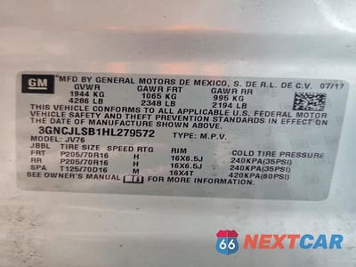 Zdjęcie 13 z 13 samochodu: 2017 CHEVROLET TRAX 1LT VIN:3GNCJLSB1HL279572 - miniatura