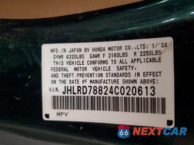 Zdjęcie 13 z 13 samochodu: 2004 HONDA CR-V EX VIN:JHLRD78824C020613 - miniatura
