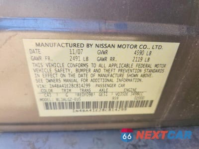Zdjęcie 12 z 12 samochodu: 2008 NISSAN MAXIMA 3.5 SE VIN:1N4BA41E28C814299 - miniatura